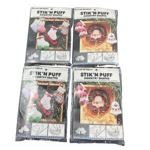 Banar Designs StikN Puff Country Shapes Kit Bells Stockings Lot of 4 Christmas